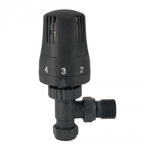 Angled 1 x 15mm Anthracite Radiator and Towel Rail Thermostatic Valves - Pair