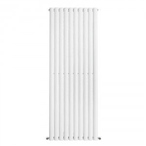 Vertical Column Designer Radiator Oval Flat Panel Double White 1600 x 591mm - Modern Central Heating Space Saving Radiators - Perfect for Bathrooms, Kitchen, Hallway, Living Room