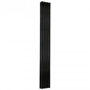 Vertical Column Designer Radiator Oval Flat Panel Double Black 1600 x 237mm  - Modern Central Heating Space Saving Radiators - Perfect for Bathrooms, Kitchen, Hallway, Living Room