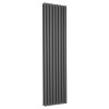 Vertical Column Designer Radiator Oval Flat Panel Double Anthracite 1600 x 473mm - Modern Central Heating Space Saving Radiators - Perfect for Bathrooms, Kitchen, Hallway, Living Room