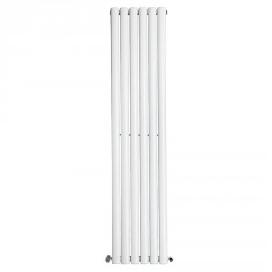 Vertical Column Designer Radiator Oval Flat Panel Single White 1800 x 355mm- Modern Central Heating Space Saving Radiators - Perfect for Bathrooms, Kitchen, Hallway, Living Room