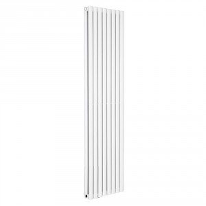 Vertical Column Designer Radiator Oval Flat Panel Double White 1800 x 473mm - Modern Central Heating Space Saving Radiators - Perfect for Bathrooms, Kitchen, Hallway, Living Room