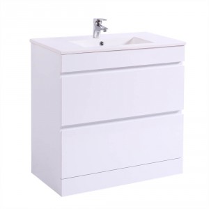 800mm Gloss White Bathroom Vanity Sink Unit Basin Storage Cabinet Floor Standing 2 Drawer Storage Furniture