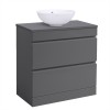 Grey Floor Standing Vanity Sink Unit Countertop Basin Bathroom 2 Drawer Storage Furniture 800mm 
