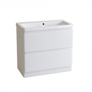 800mm Gloss White Floor Standing 2 Drawer Vanity Unit Basin Bathroom Storage Furniture