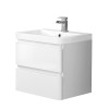 600mm Gloss White Wall Hung 2 Drawer Vanity Unit Basin Bathroom Storage Furniture