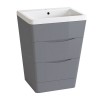 600mm Gloss Grey Floor Standing 2 Drawer Vanity Unit Basin Bathroom Storage Furniture