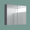 600x667mm Gloss Grey 2 Door Mirror Cabinet Wall Mounted Bathroom Storage Furniture 