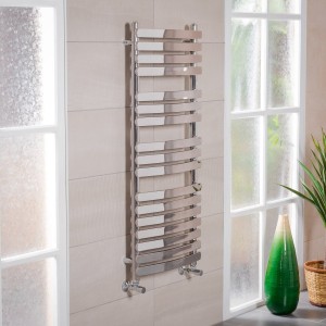 Boden 1200 x 500mm Curved Chrome Flat Panel Heated Towel Rail