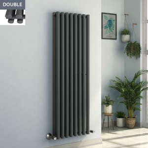 Voss 1600 x 545mm Anthracite Double Oval Tube Vertical Bathroom Toilet Home Radiator