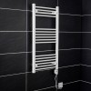 Bergen 1000 x 500mm Straight White Electric Heated Thermostatic Towel Rail