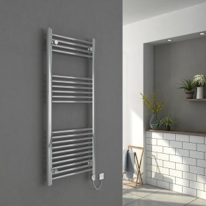 Bergen 1200 x 500mm Straight Chrome Electric Heated Thermostatic Towel Rail