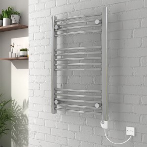 Vienna 800 x 500mm Curved Chrome Electric Heated Thermostatic Towel Rail