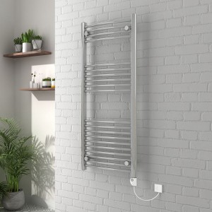 Vienna 1200 x 500mm Curved Chrome Electric Heated Thermostatic Towel Rail