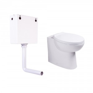 Splash Back to Wall Toilet with Soft Close Seat and Concealed Cistern