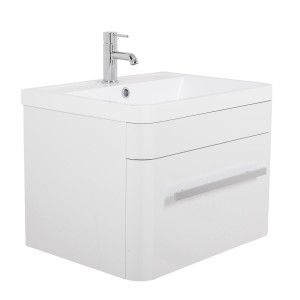 Homely White 600mm Wall Hung Vanity Unit & Basin with FREE Mirror