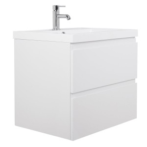 Tonic Bathroom 600 Vanity Unit, Basin & Mirror - 2 drawers, White 