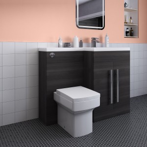Calm Grey Right Hand Combination Vanity Unit Set with Boston Toilet - 1100mm 
