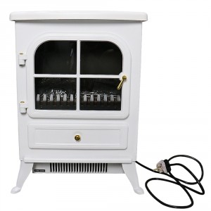 VRUC - Electric Fireplace White Stove Free Standing Flame Effect - 1850W 