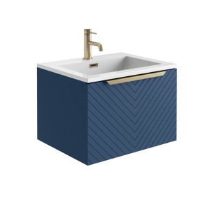 Imperio Paris - Bathroom Wall Hung Vanity Unit Basin and Cabinet 600mm - Blue