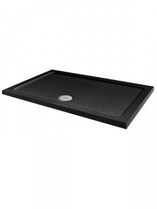 Shower Tray 900 x 800mm ABS Stone Flat Top Rectangle Black Sparkle