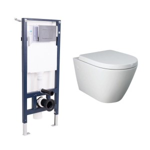 RAK-Resort Wall Hung Toilet and Soft Close Seat & Aquariss Frame with Cistern