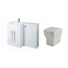 Calm White Left Hand Combination Vanity Unit Basin L Shape with Back to Wall Kartell Korsika Toilet & Soft Close Seat & Concealed Cistern - 1100mm 