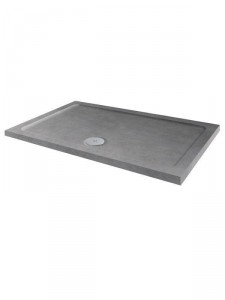 Shower Tray 900 x 800mm ABS Stone Flat Top Rectangle Grey Sparkle