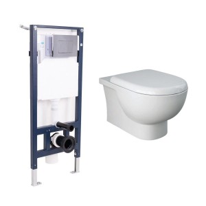 RAK-Tonique Wall Hung Toilet and Soft Close Seat & Aquariss Frame with Cistern