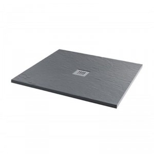 Aquariss - Ash Grey Slate Effect Square Shower Tray - 900 x 900mm - Includes Fast Flow Grill Waste