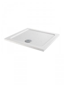 Shower Tray 800 x 800mm ABS Stone Flat Top Square White Sparkle