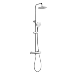Kartell K-VIT Plan Thermostatic Bar Shower with Ultra Slim Stainless Shower Drencher and Sliding Handset - Chrome