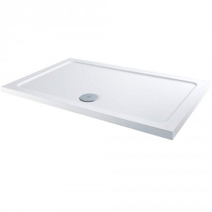 Shower Tray 800 x 700mm ABS Stone Low Profile  Rectangle White