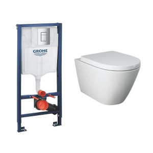 RAK-Resort Wall Hung Toilet with Soft Close Seat & Grohe Frame with Cistern